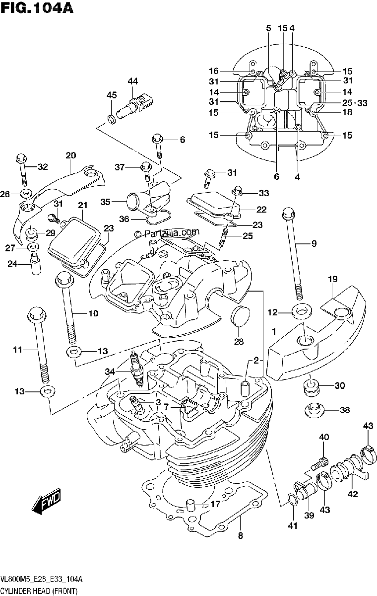 Diagrama de CYLINDER HEAD FRONT