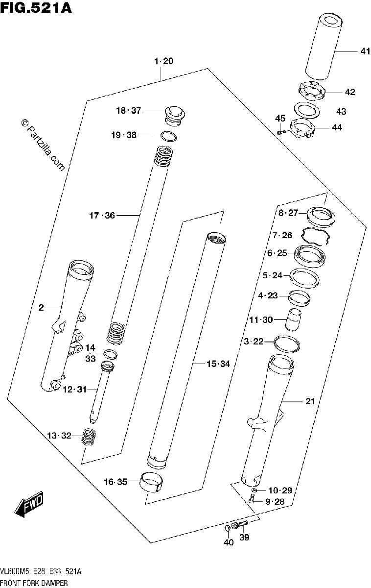 Diagrama de FRONT FORK DAMPER