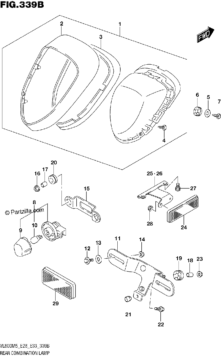 Diagrama de REAR COMBINATION LAMP E28