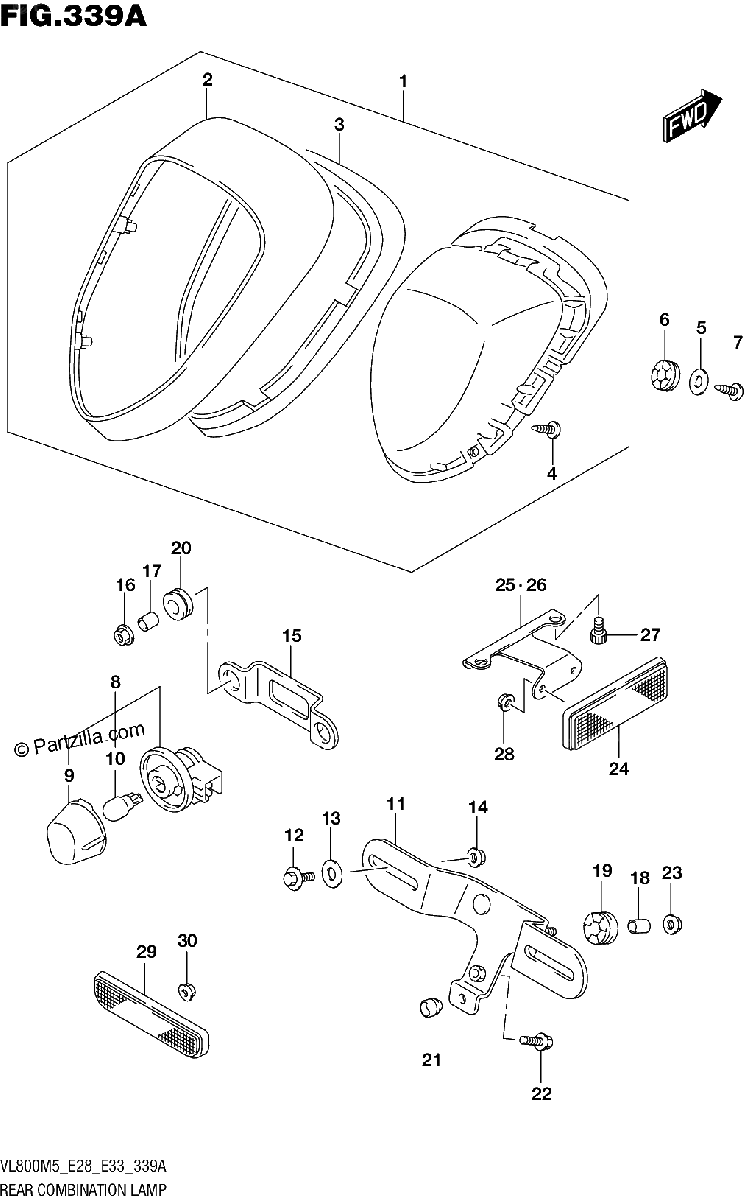 Diagrama de REAR COMBINATION LAMP E33