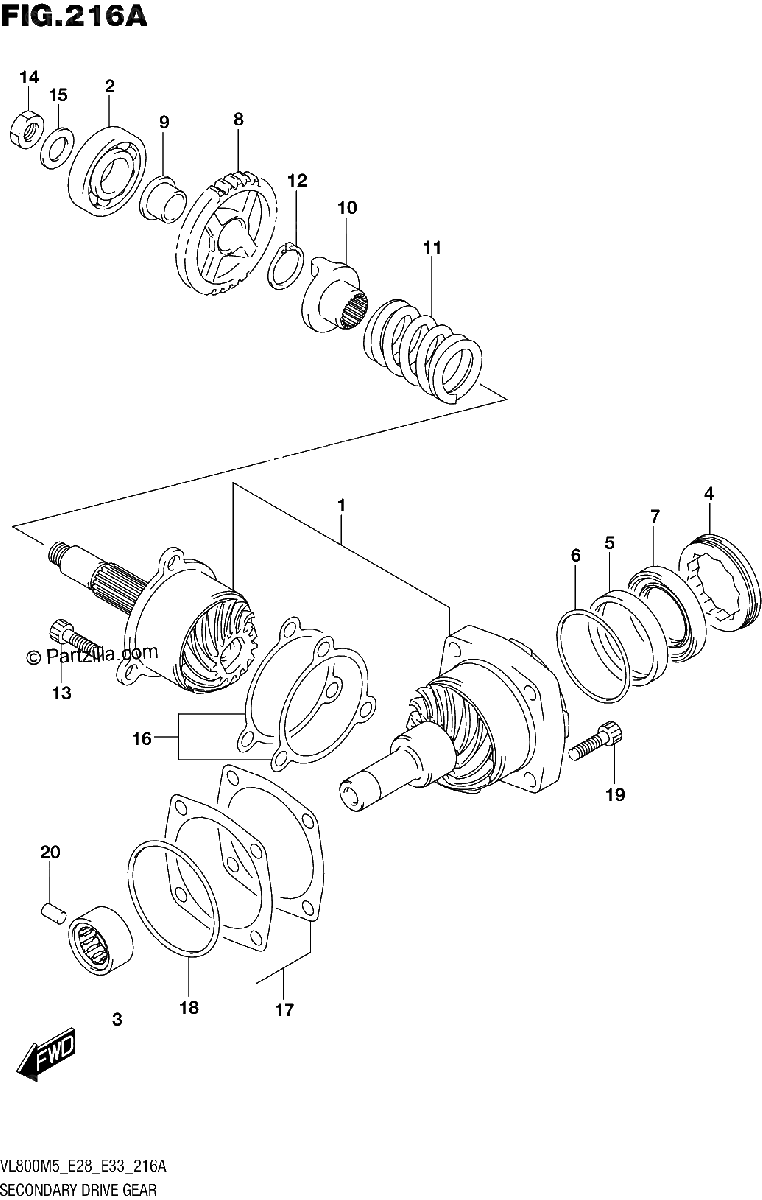 Diagrama de SECONDARY DRIVE GEAR