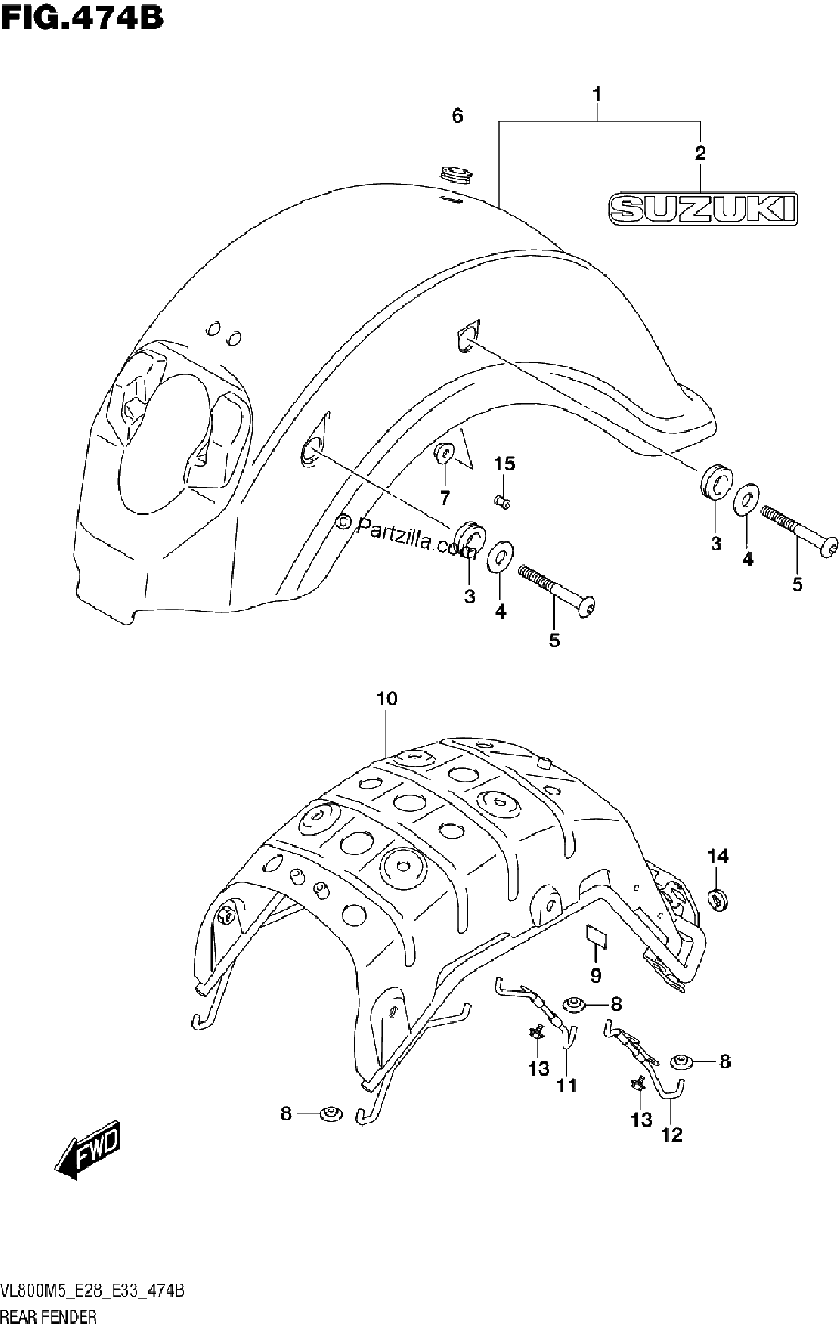Diagrama de REAR FENDER VL800