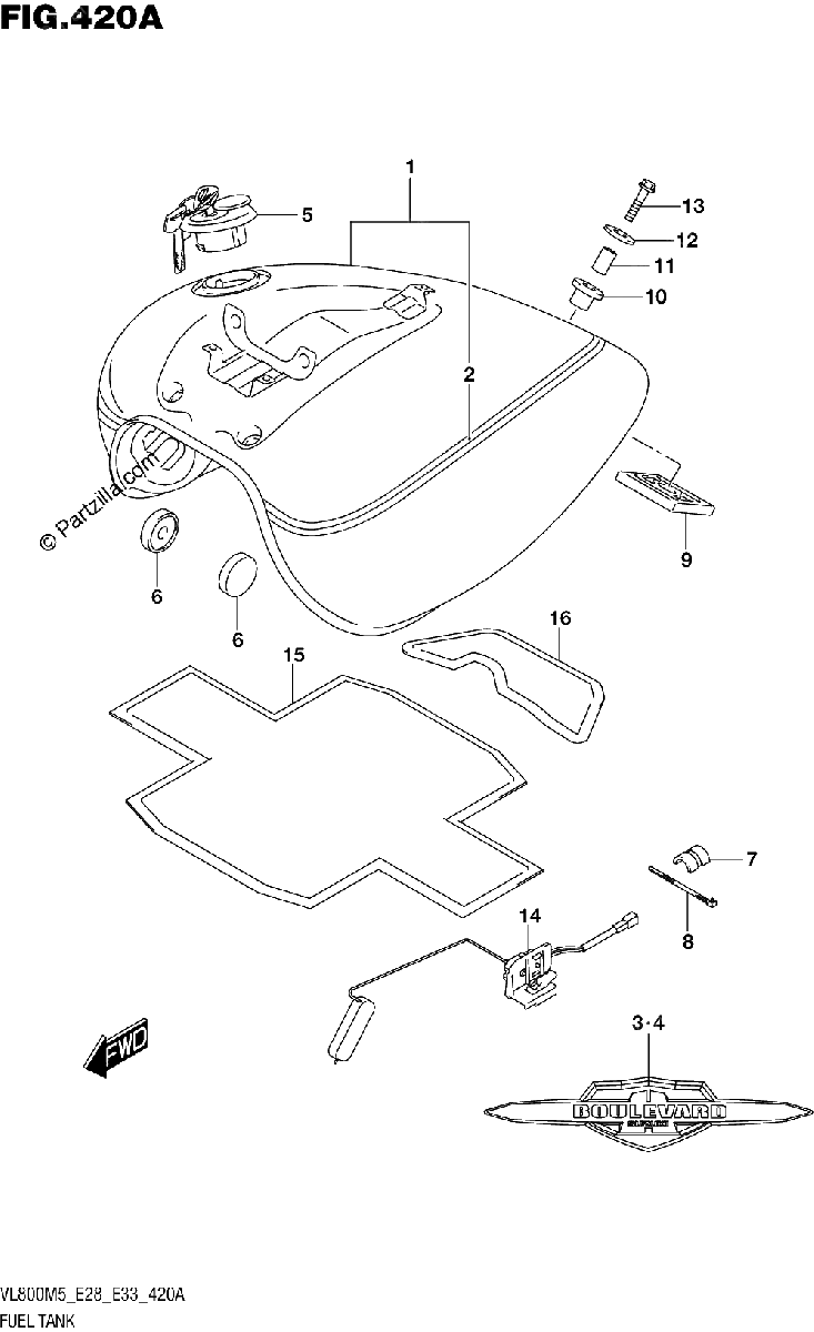 Diagrama de FUEL TANK VL800T
