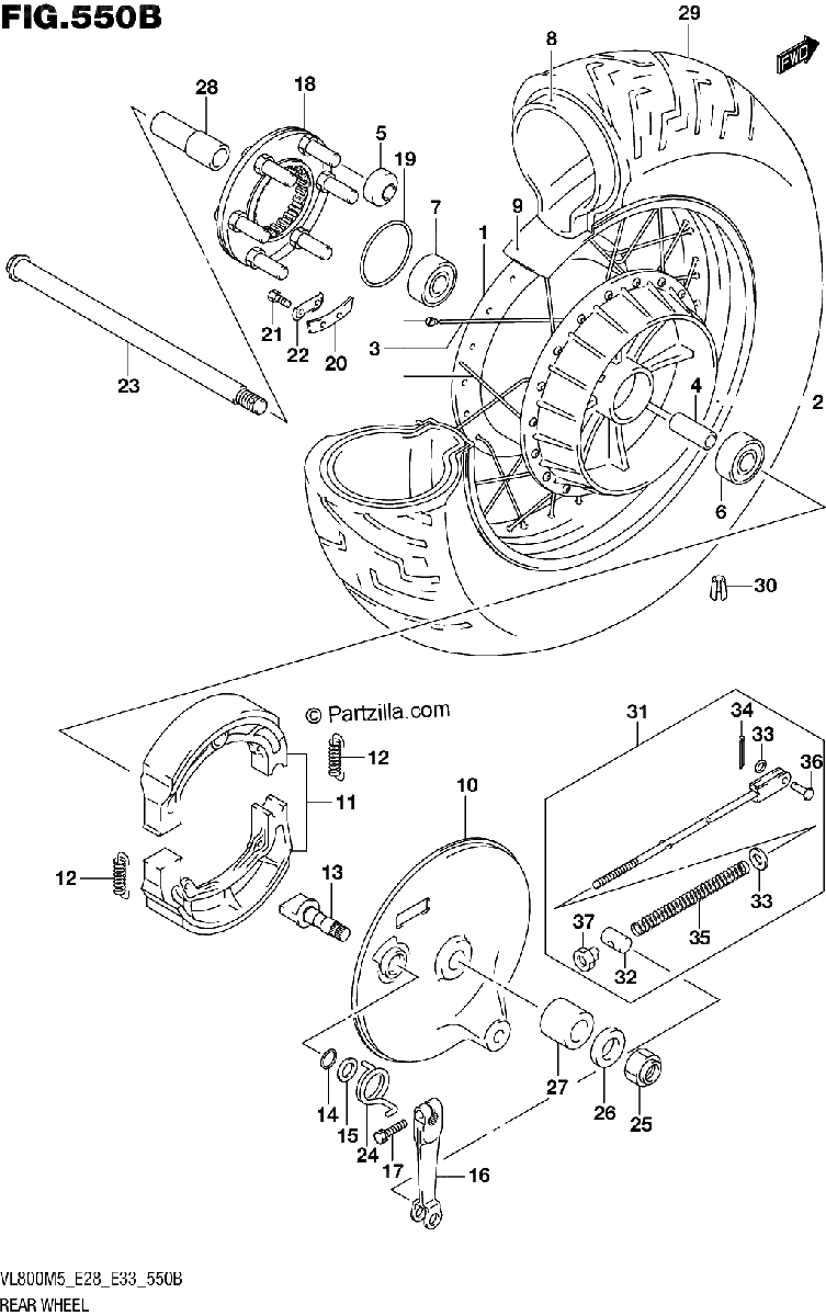 Diagrama de REAR WHEEL VL800