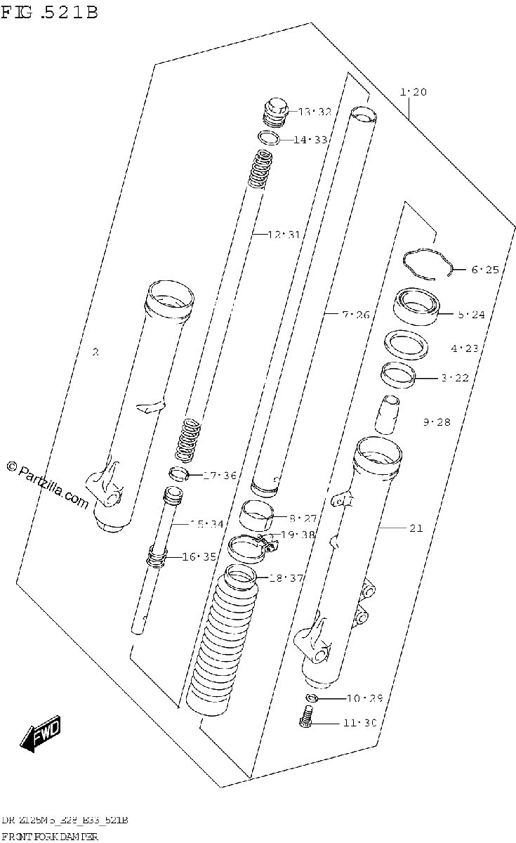 Diagrama de FRONT FORK DAMPER DR Z125L E33