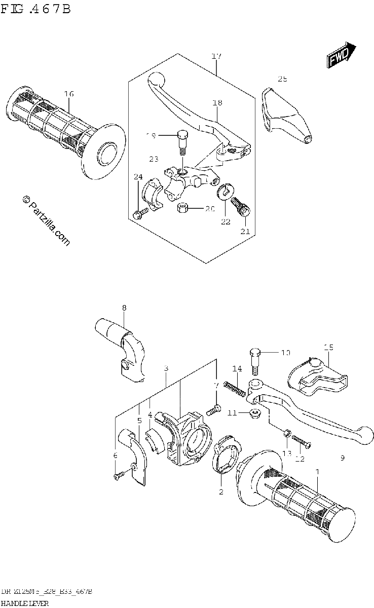 Diagrama de HANDLE LEVER DR Z125L