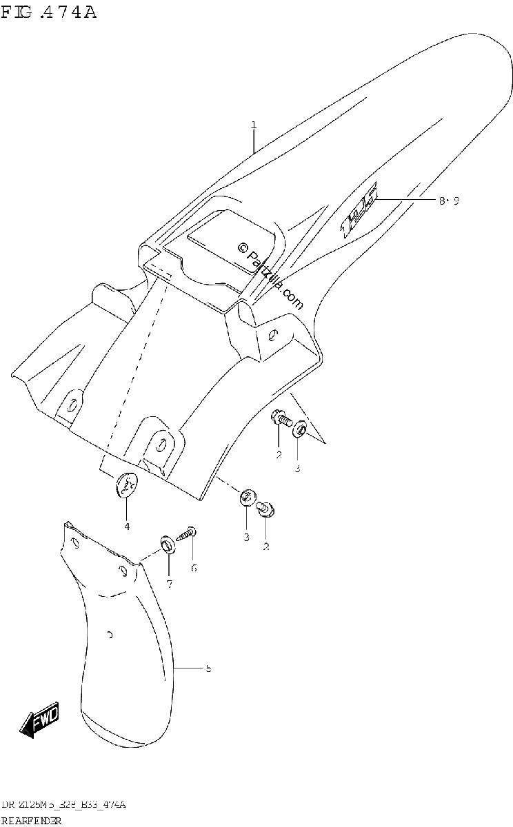 Diagrama de REAR FENDER DR Z125 E28
