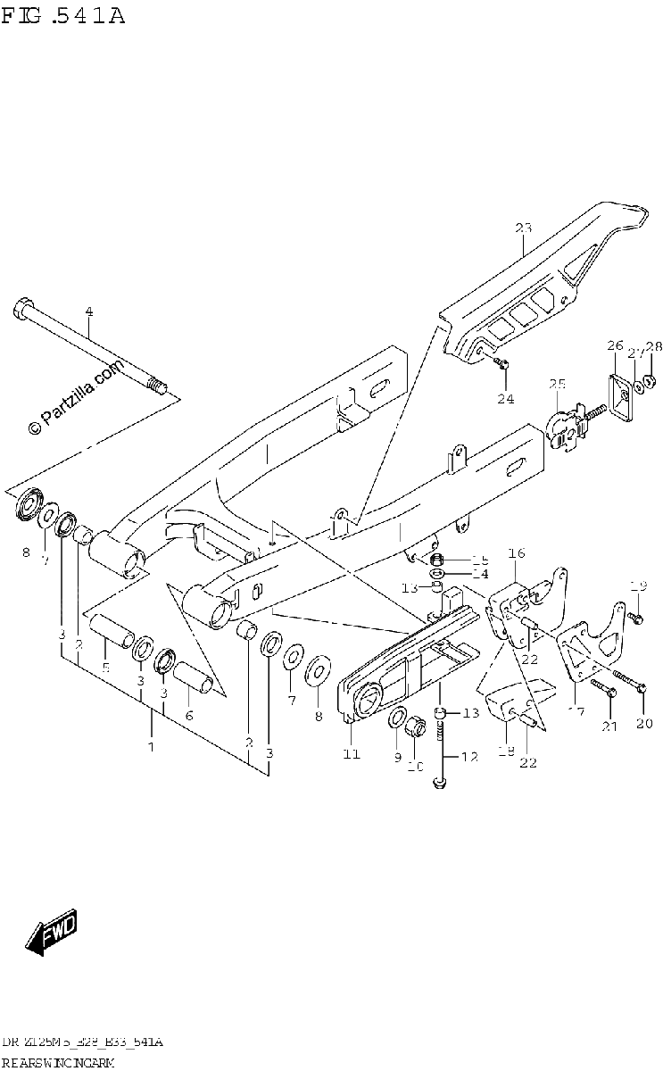 Diagrama de REAR SWINGINGARM DR Z125L