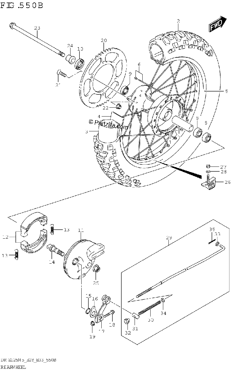 Diagrama de REAR WHEEL DR Z125L
