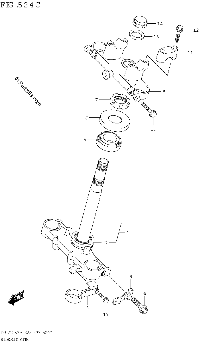 Diagrama de STEERING STEM DR Z125L E28