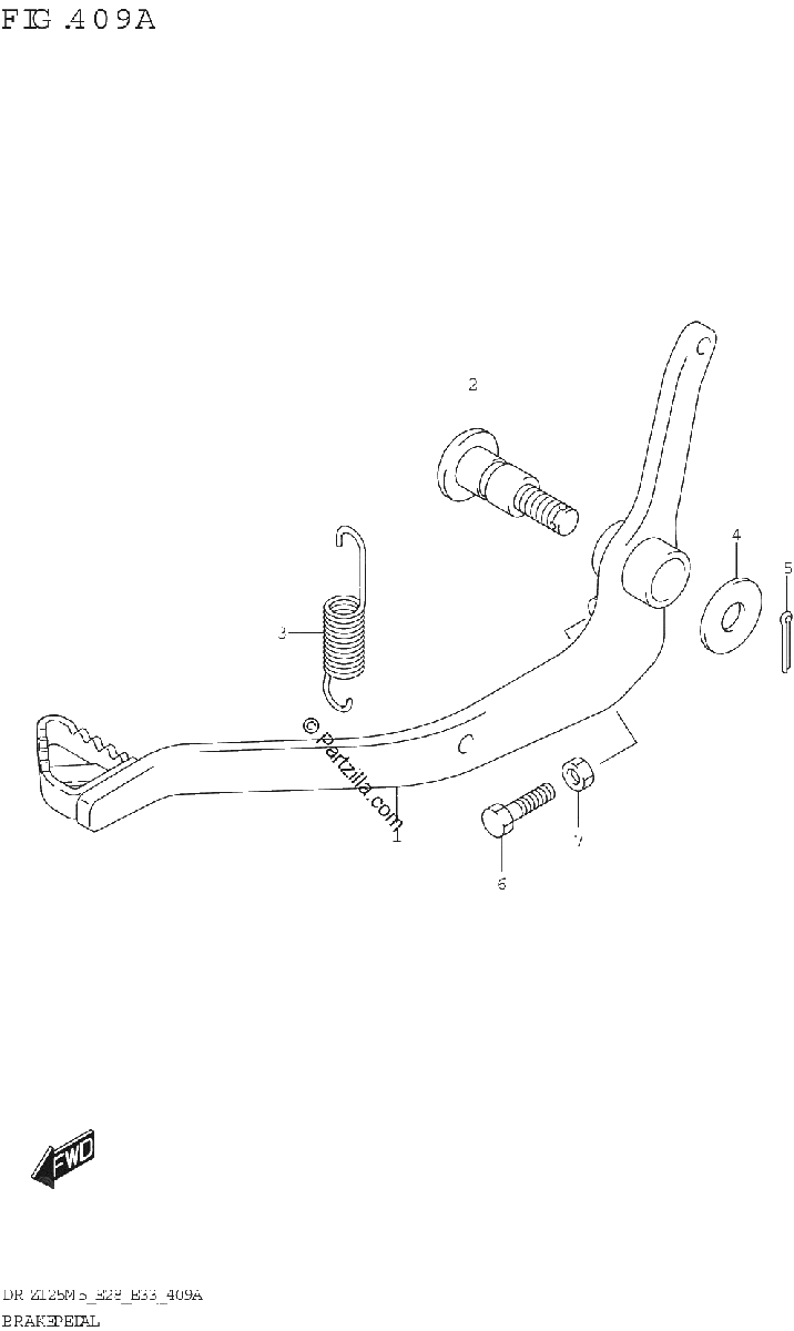 Diagrama de BRAKE PEDAL DR Z125L