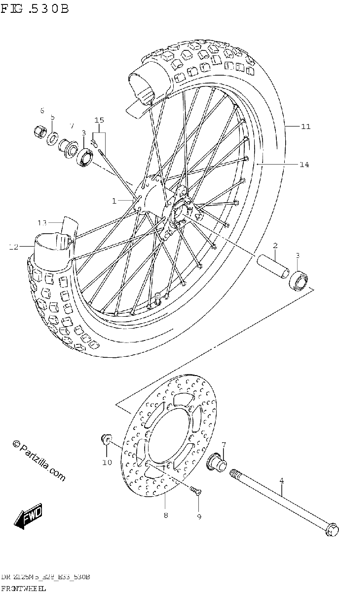 Diagrama de FRONT WHEEL DR Z125L