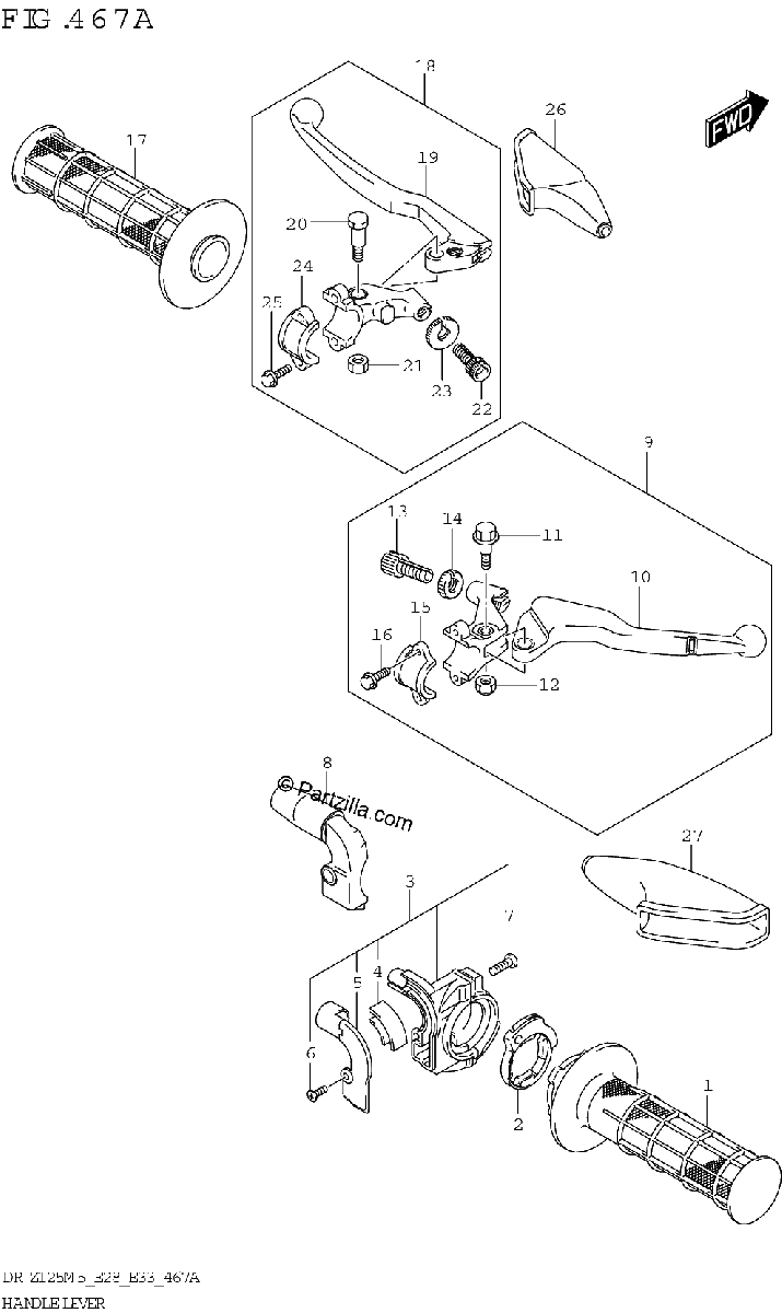 Diagrama de HANDLE LEVER DR Z125