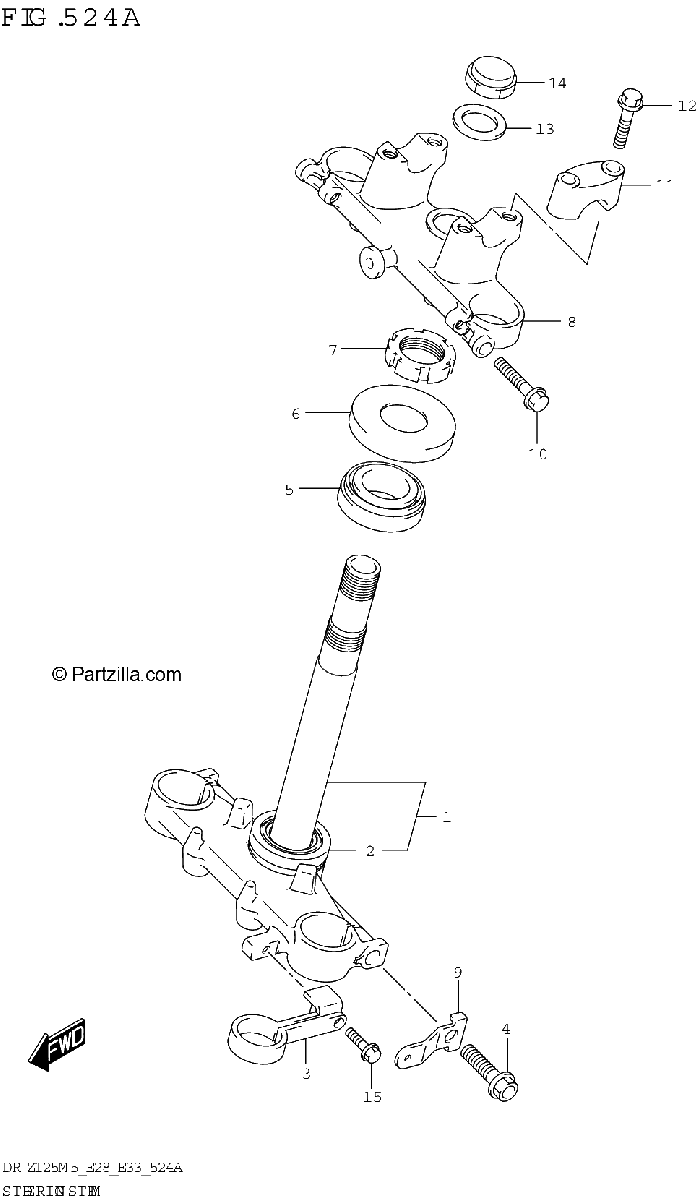 Diagrama de STEERING STEM DR Z125