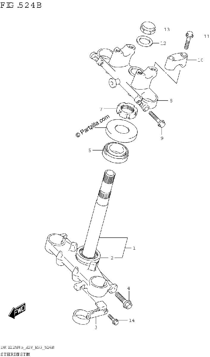 Diagrama de STEERING STEM DR Z125L E33