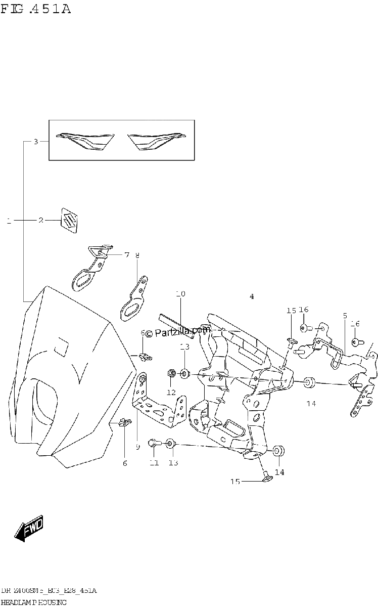 Diagrama de HEADLAMP HOUSING