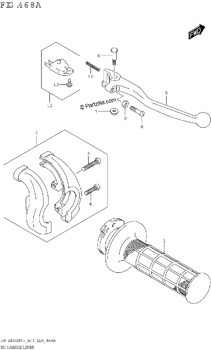 Diagrama de RH HANDLE LEVER