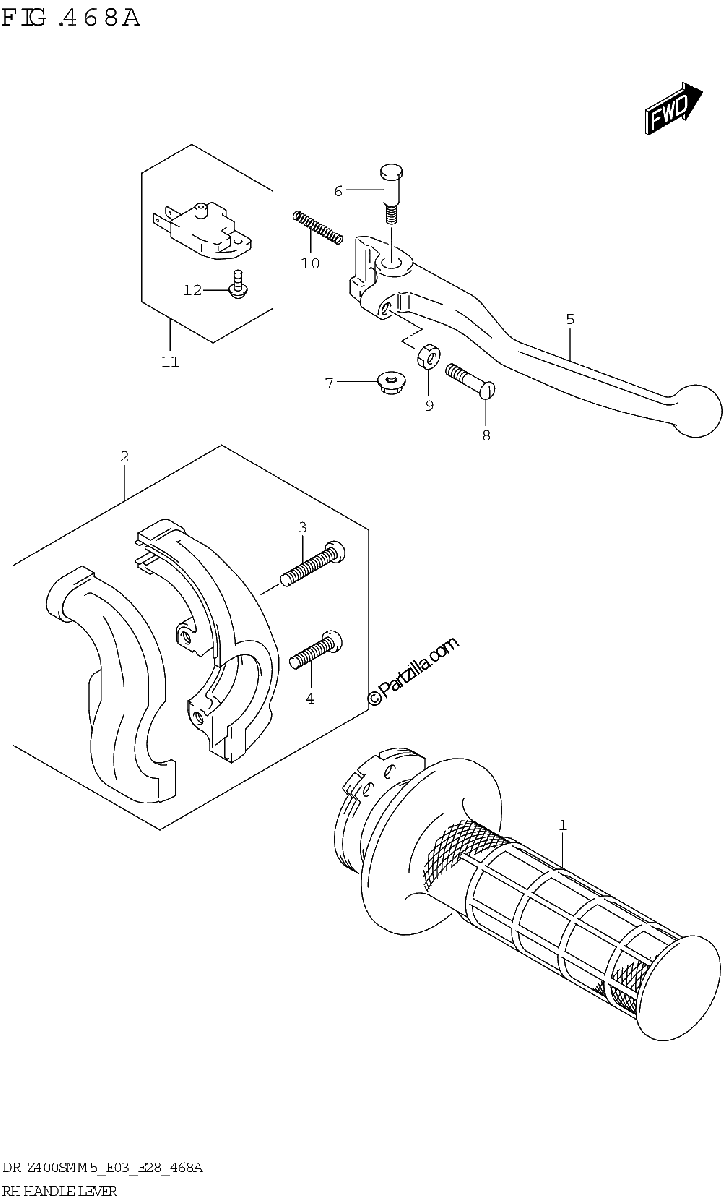 Diagrama de RH HANDLE LEVER