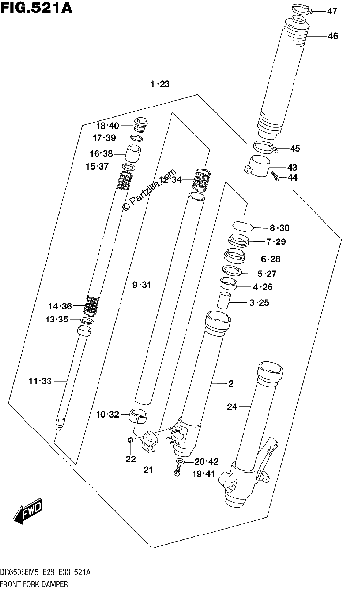 Diagrama de FRONT FORK DAMPER
