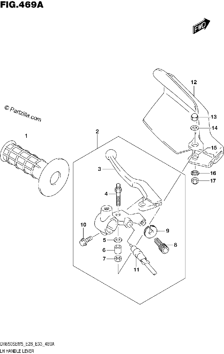 Diagrama de LH HANDLE LEVER