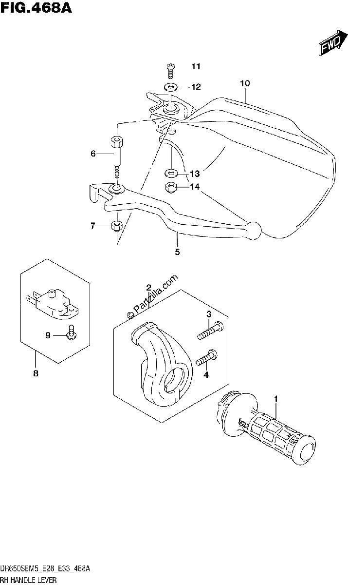 Diagrama de RH HANDLE LEVER