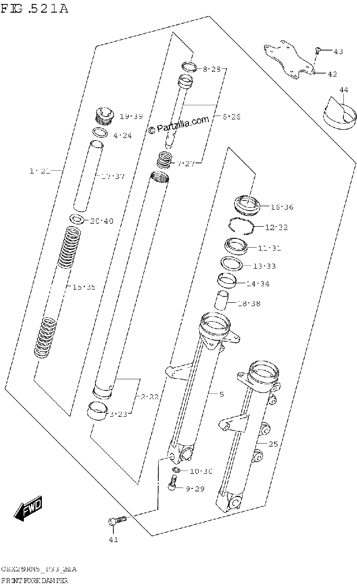 Diagrama de FRONT FORK DAMPER