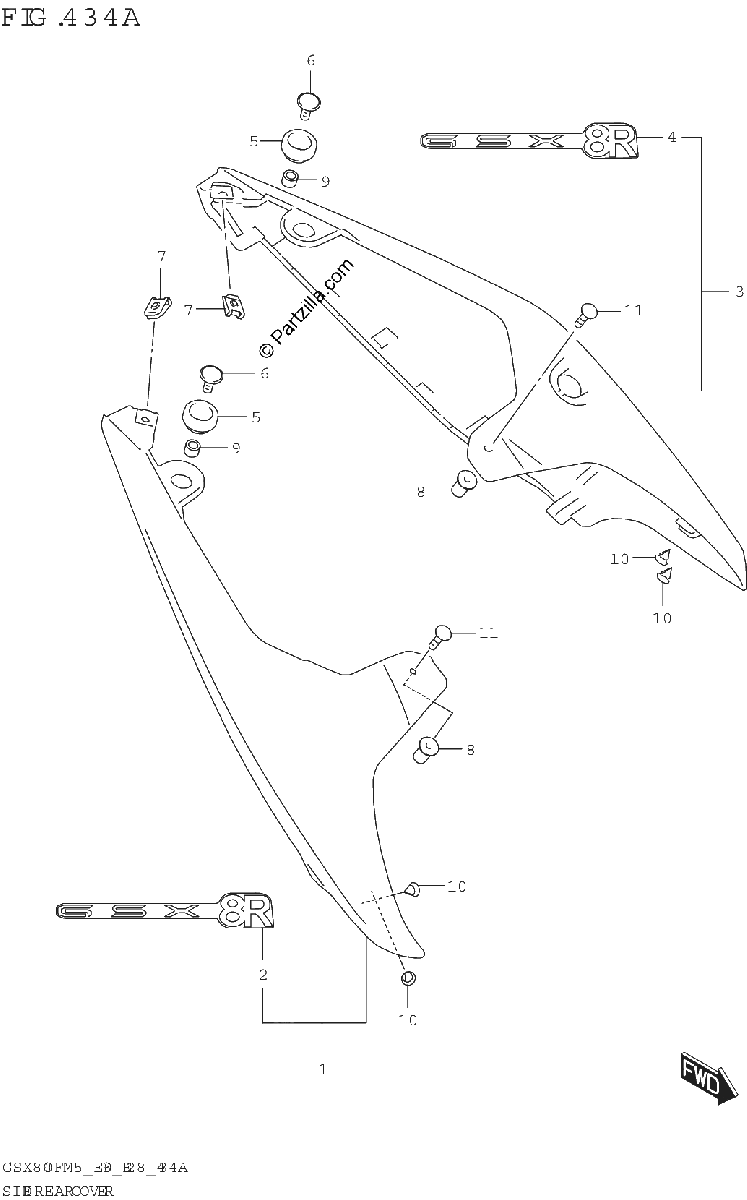 Diagrama de SIDE REAR COVER