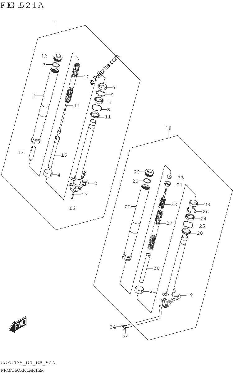 Diagrama de FRONT FORK DAMPER