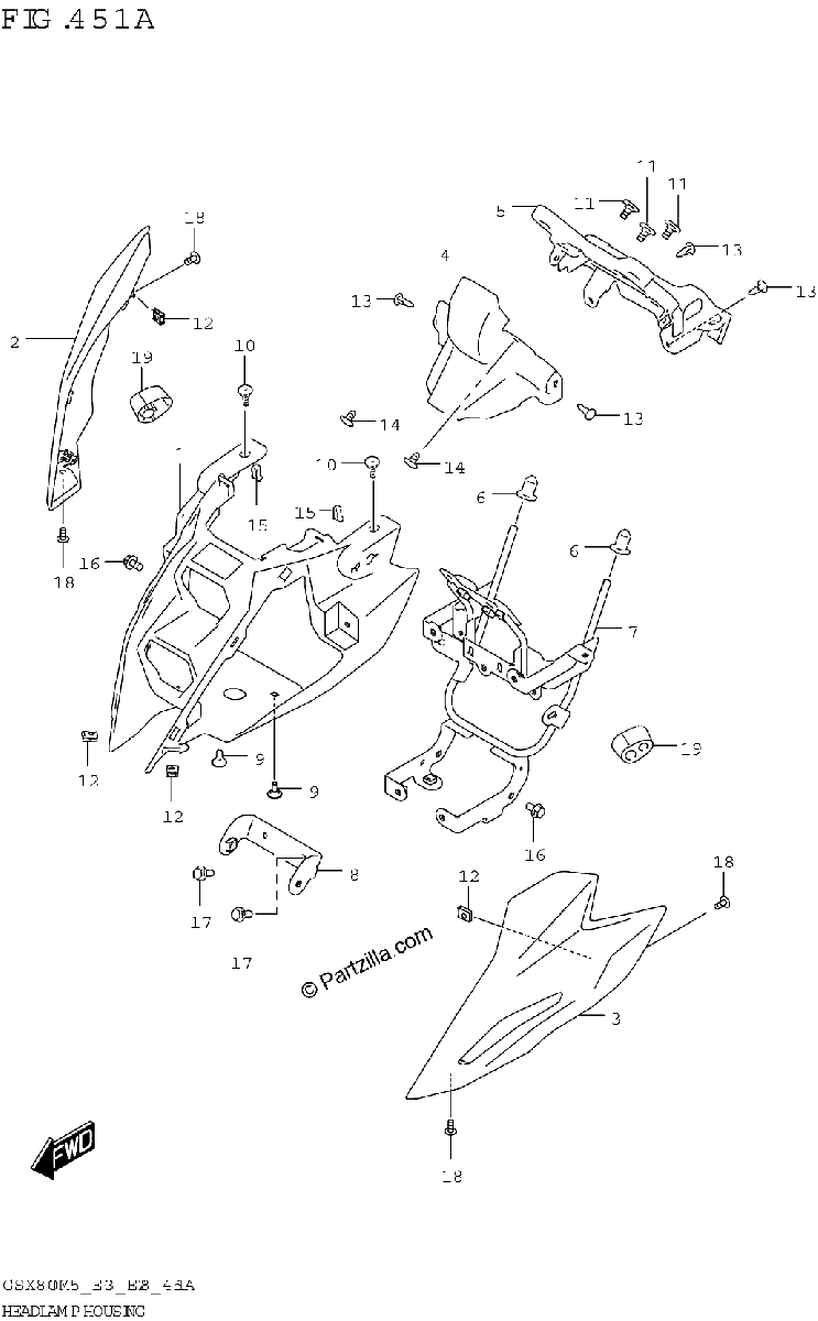 Diagrama de HEADLAMP HOUSING