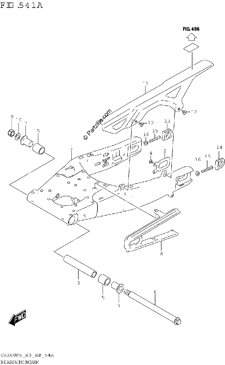 Diagrama de REAR SWINGINGARM