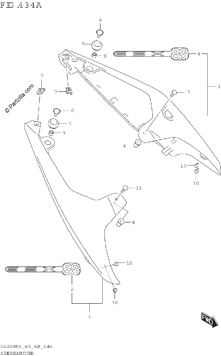 Diagrama de SIDE REAR COVER