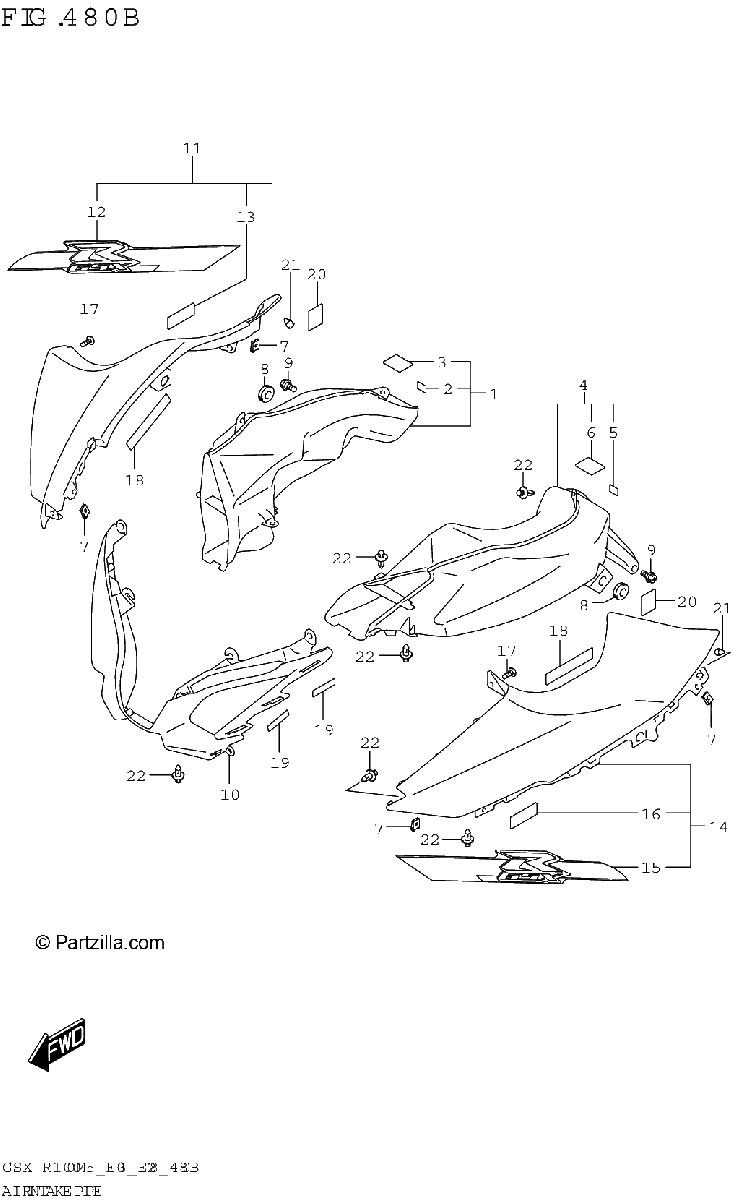 Diagrama de AIR INTAKE PIPE GSX R1000RA