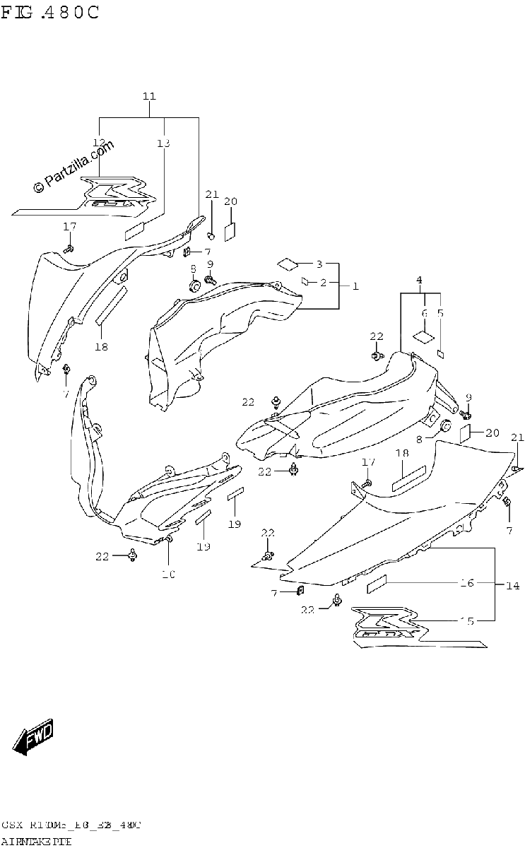 Diagrama de AIR INTAKE PIPE GSX R1000RZA