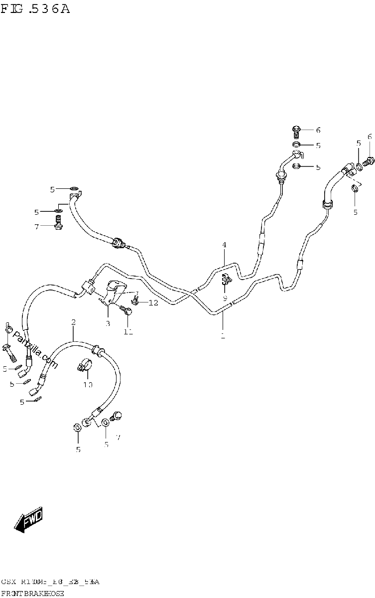 Diagrama de FRONT BRAKE HOSE GSX R1000A
