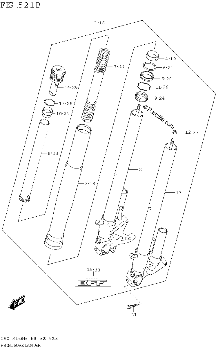 Diagrama de FRONT FORK DAMPER GSX R1000RA