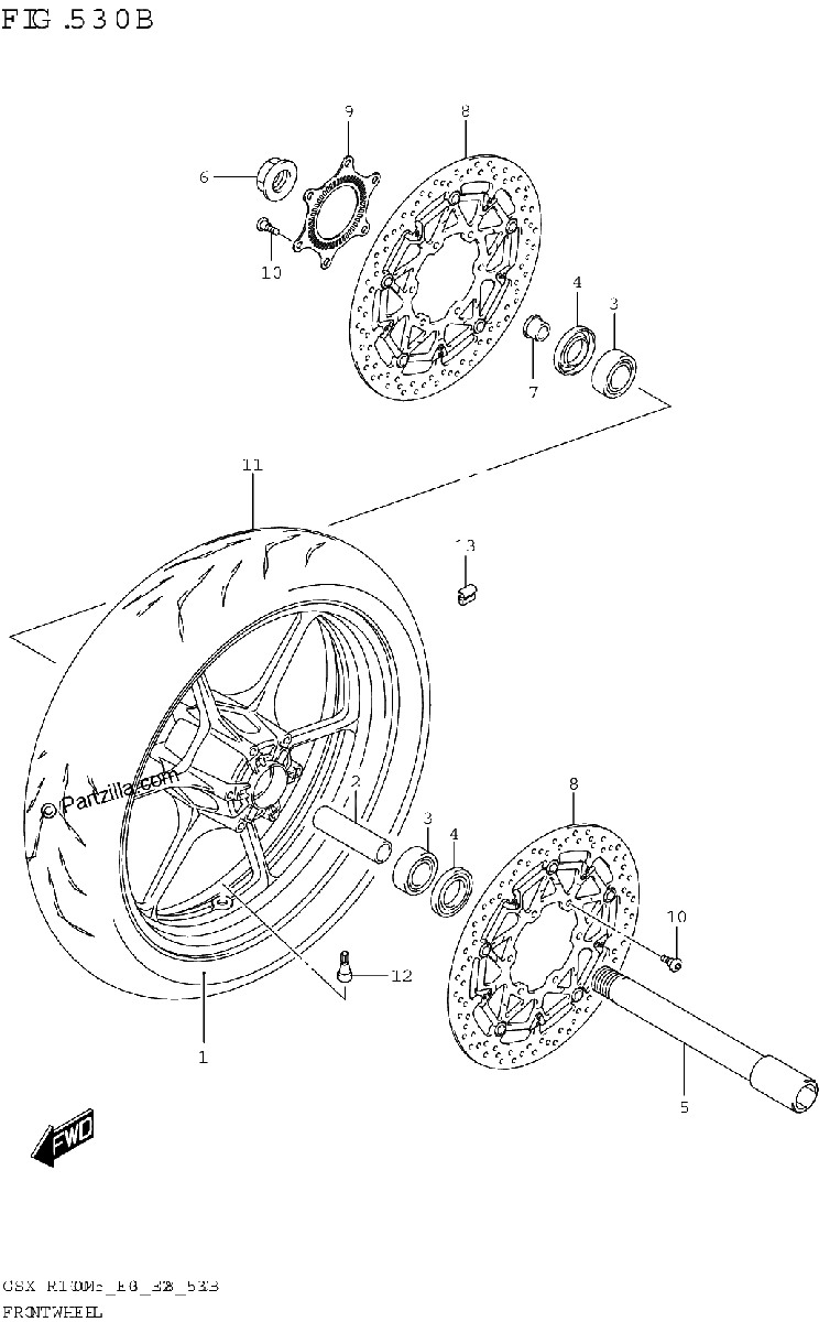 Diagrama de FRONT WHEEL GSX R1000RZA