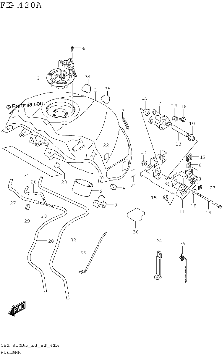 Diagrama de FUEL TANK GSX R1000A GSX R1000RA E03 E28