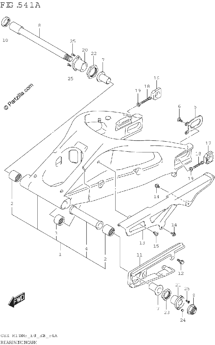 Diagrama de REAR SWINGINGARM GSX R1000RA GSX R1000RZA