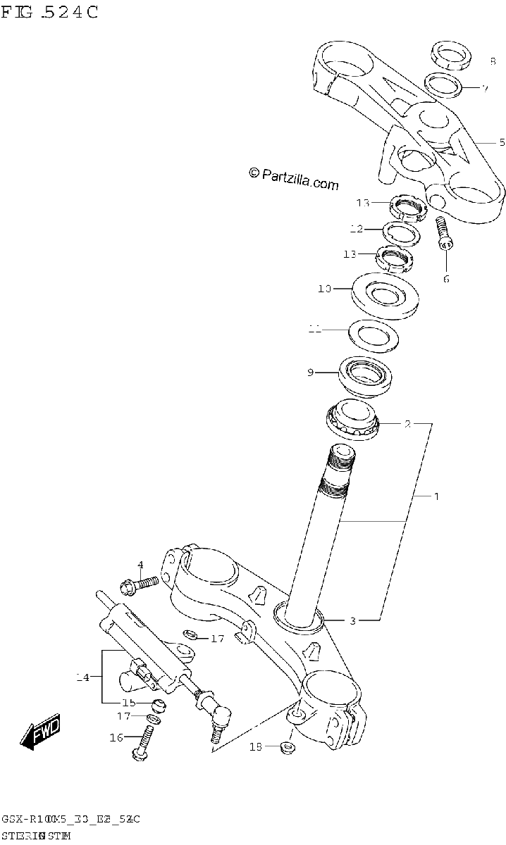Diagrama de STEERING STEM GSX R1000RZA