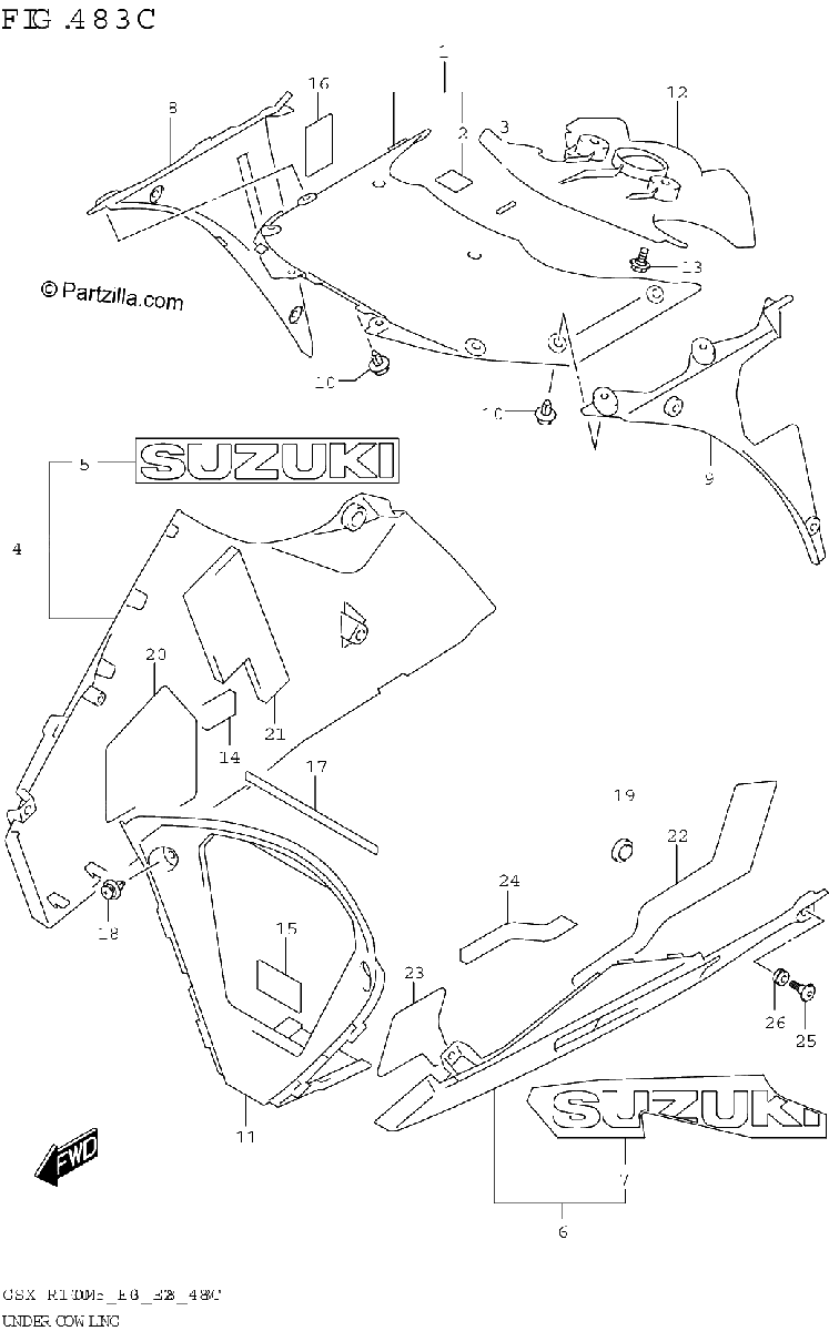 Diagrama de UNDER COWLING GSX R1000RZA