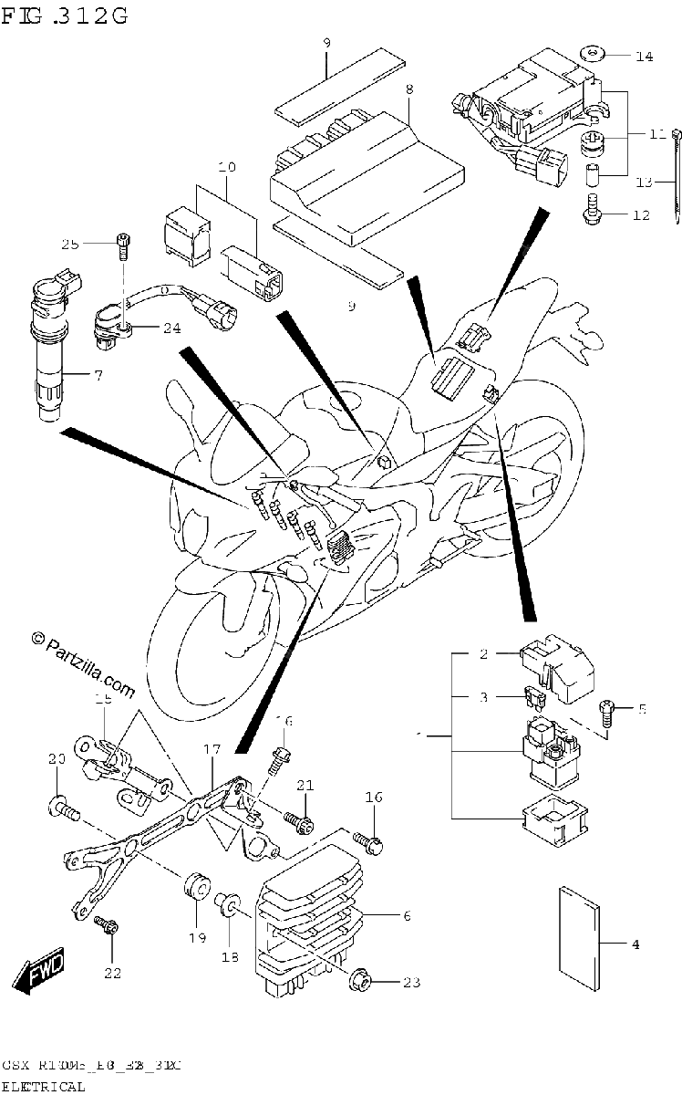Diagrama de ELECTRICAL GSX R1000A E03 E28
