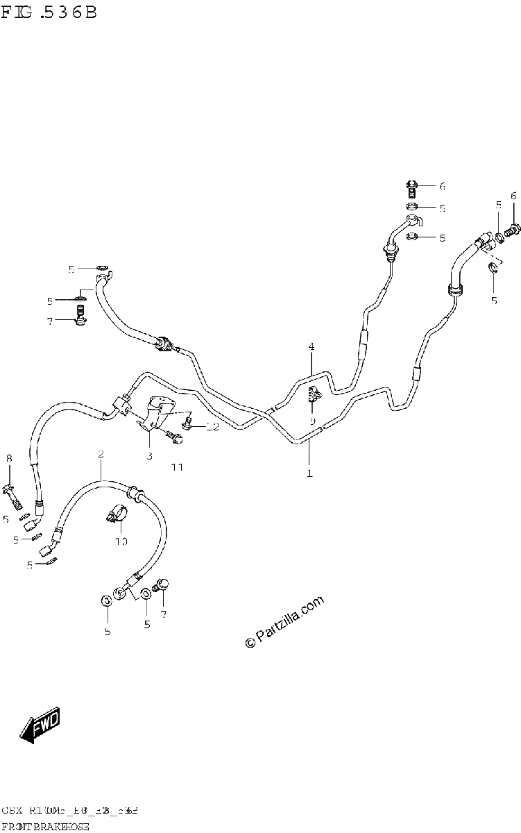 Diagrama de FRONT BRAKE HOSE GSX R1000RA GSX R1000RZA
