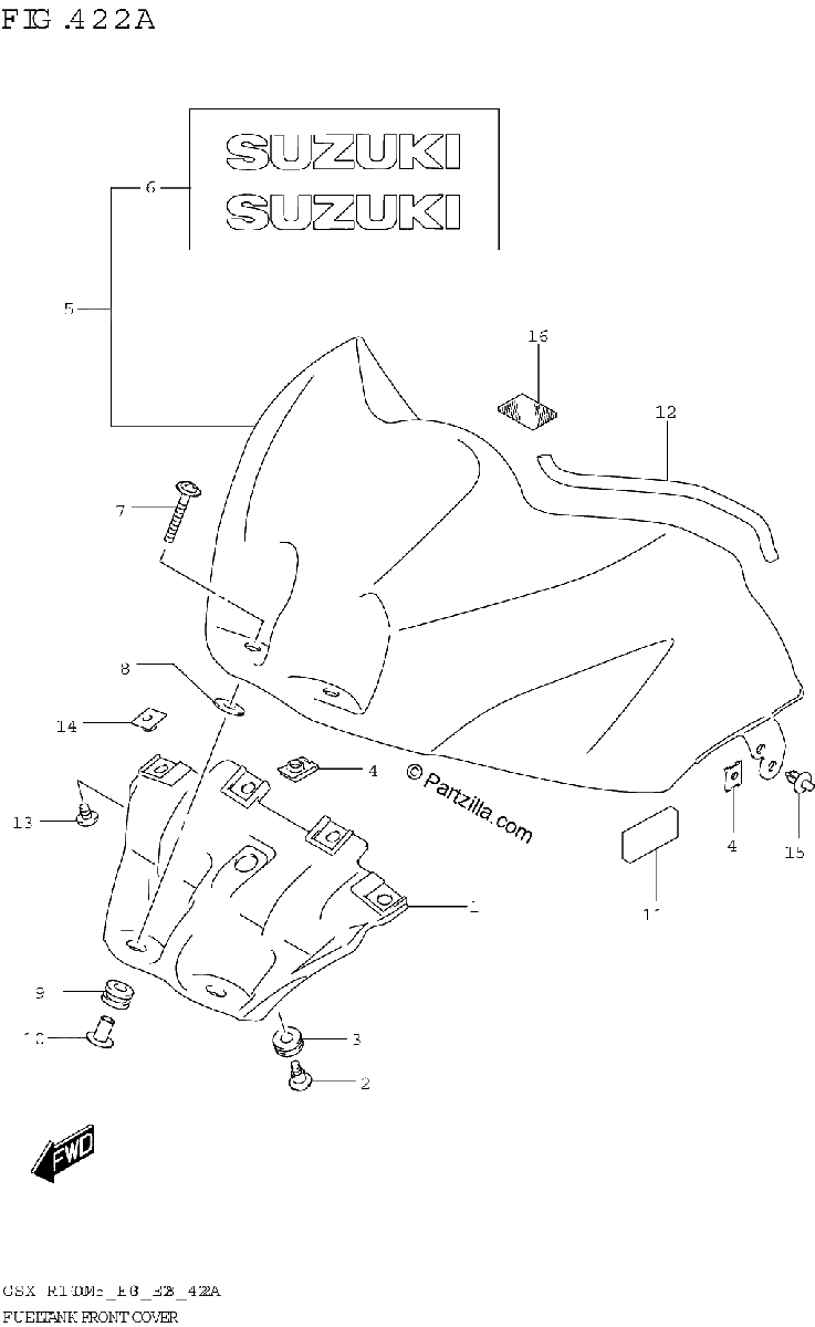 Diagrama de FUEL TANK FRONT COVER GSX R1000A GSX R1000RA E03 E28