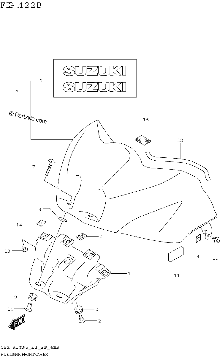 Diagrama de FUEL TANK FRONT COVER GSX R1000RZA E03 E28