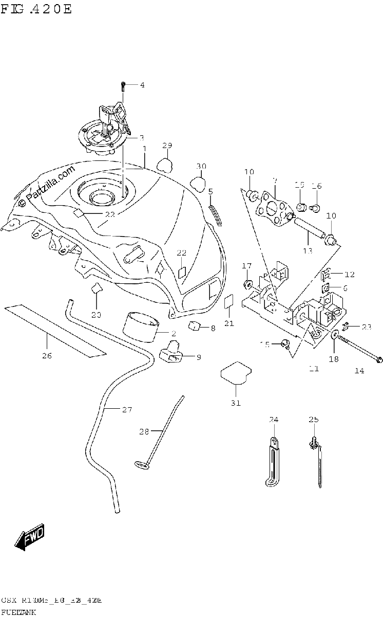 Diagrama de FUEL TANK GSX R1000A GSX R1000RA E33