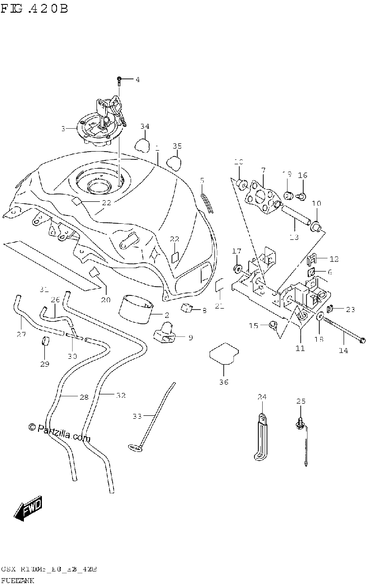 Diagrama de FUEL TANK GSX R1000RZA E03 E28