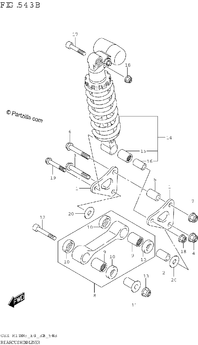 Diagrama de REAR CUSHION LEVER GSX R1000A