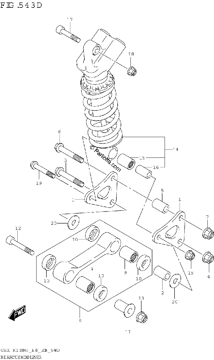 Diagrama de REAR CUSHION LEVER GSX R1000RA