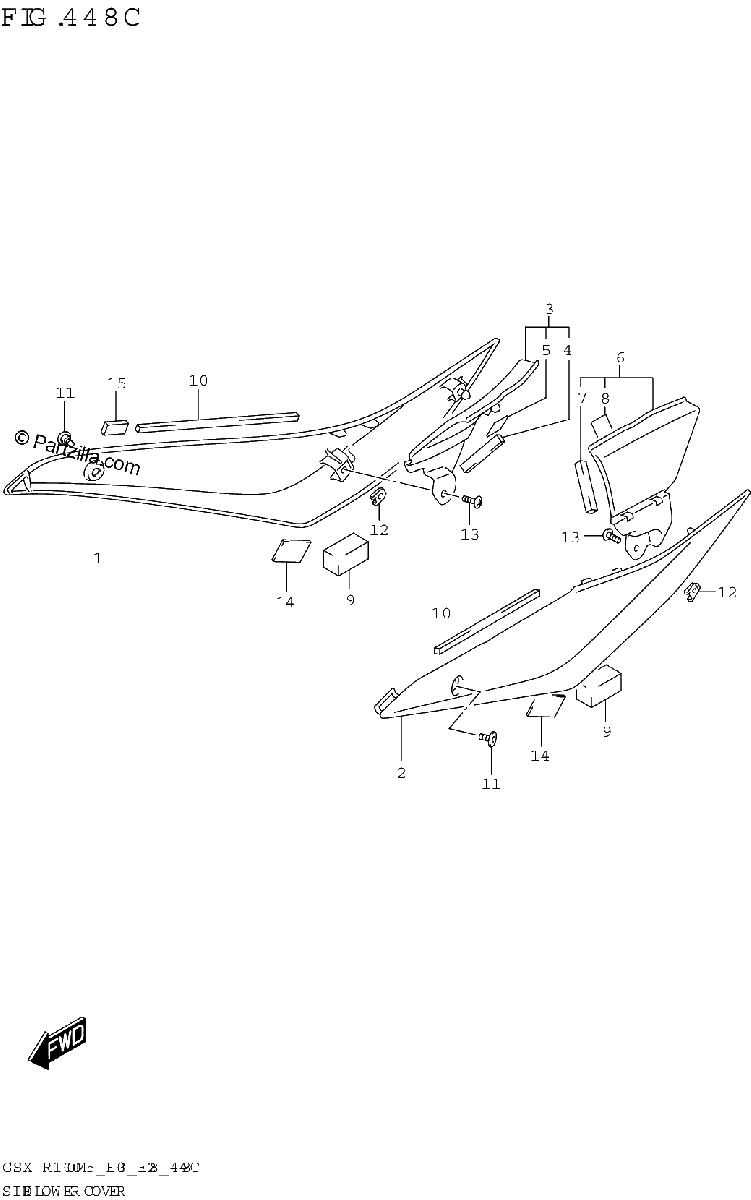 Diagrama de SIDE LOWER COVER GSX R1000RZA