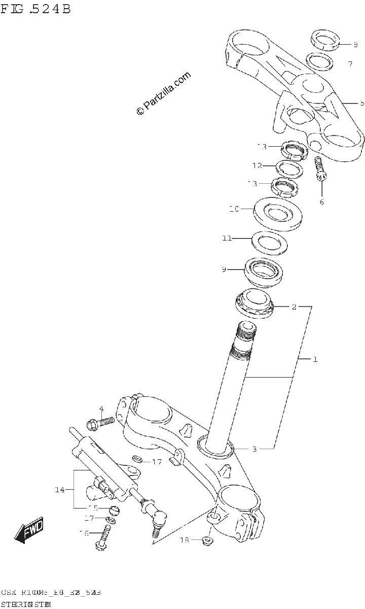 Diagrama de STEERING STEM GSX R1000RA